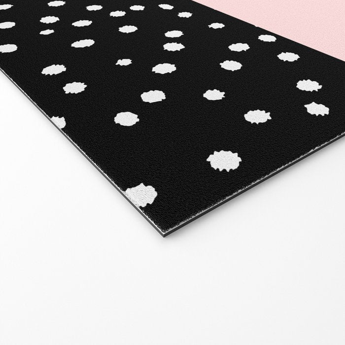 Pink white black watercolor polka dots Welcome Mat Gallery Image 2