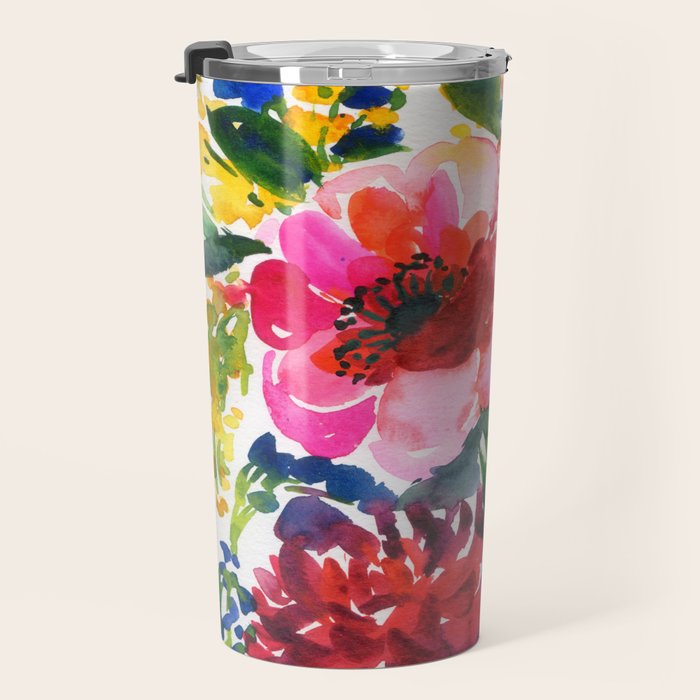 my floral garden in watercolor Travel Mug Gallery Image 3