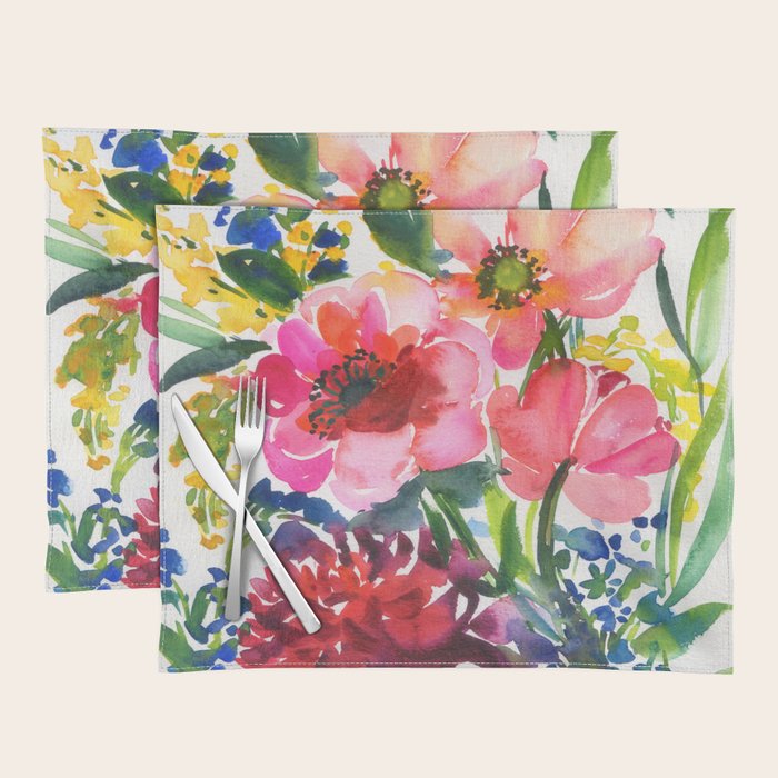 my floral garden in watercolor Placemat Gallery Image 1