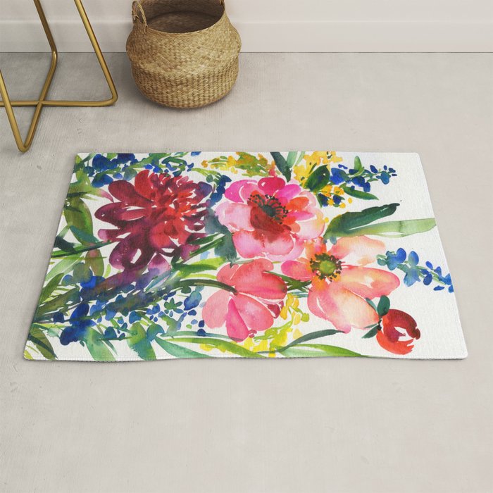 my floral garden in watercolor Rug Gallery Image 1
