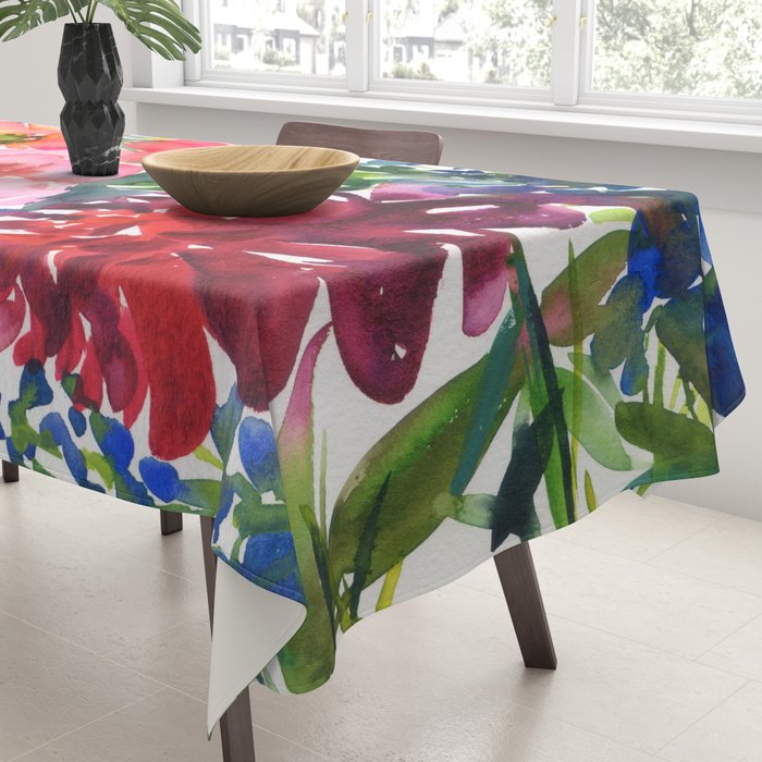 my floral garden in watercolor Tablecloth Gallery Image 3