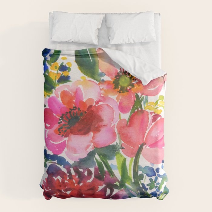 my floral garden in watercolor Duvet Cover Gallery Image 6