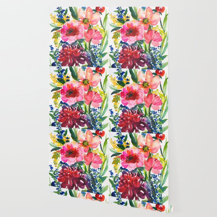 my floral garden in watercolor Wallpaper Gallery Image 2