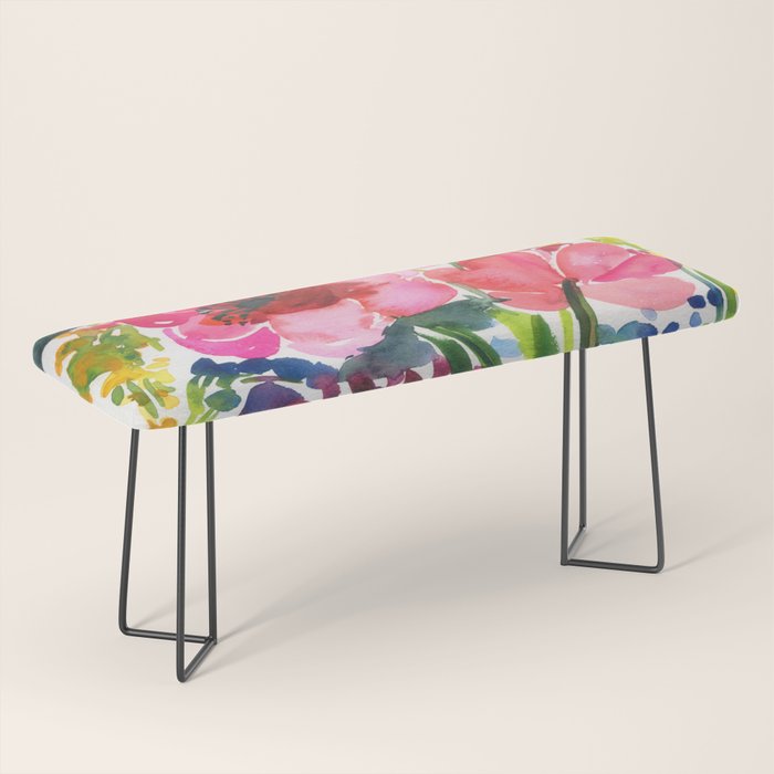my floral garden in watercolor Bench Gallery Image 1