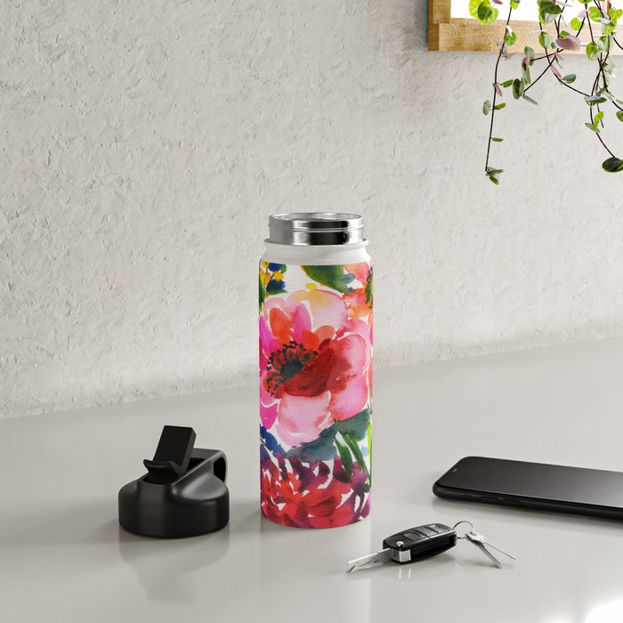 my floral garden in watercolor Water Bottle Gallery Image 4