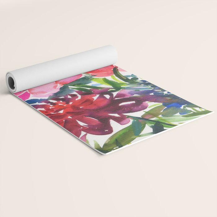 my floral garden in watercolor Yoga Mat Gallery Image 2