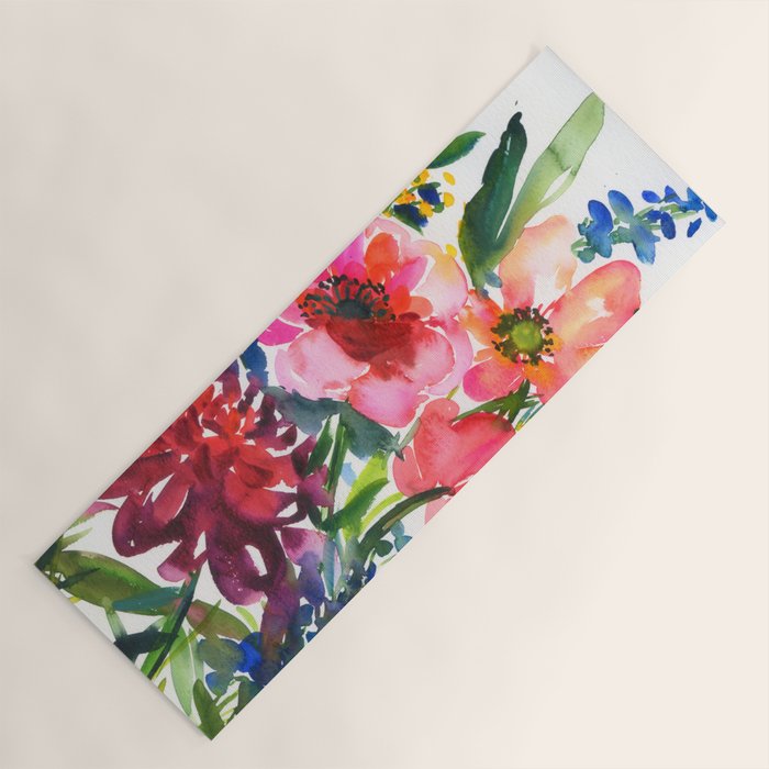 my floral garden in watercolor Yoga Mat Gallery Image 1