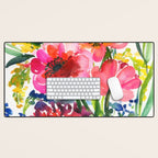 my floral garden in watercolor Desk Mat Gallery Image 1