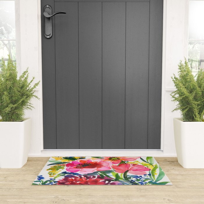 my floral garden in watercolor Welcome Mat Gallery Image 3