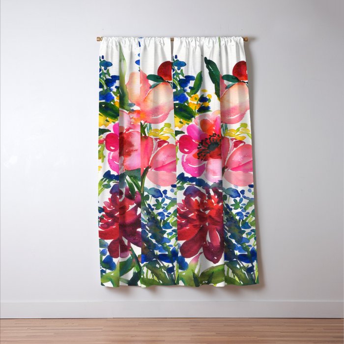 my floral garden in watercolor Window Curtain Gallery Image 3