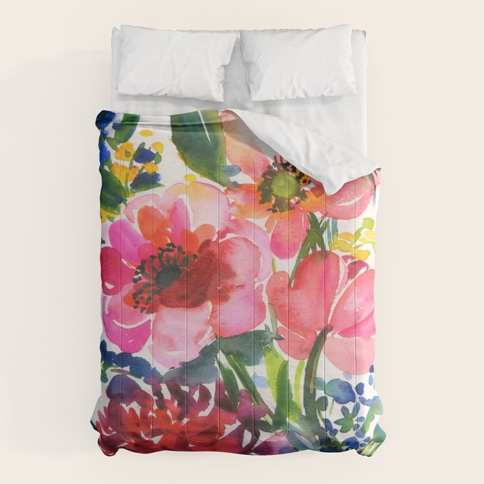 my floral garden in watercolor Comforter Gallery Image 6