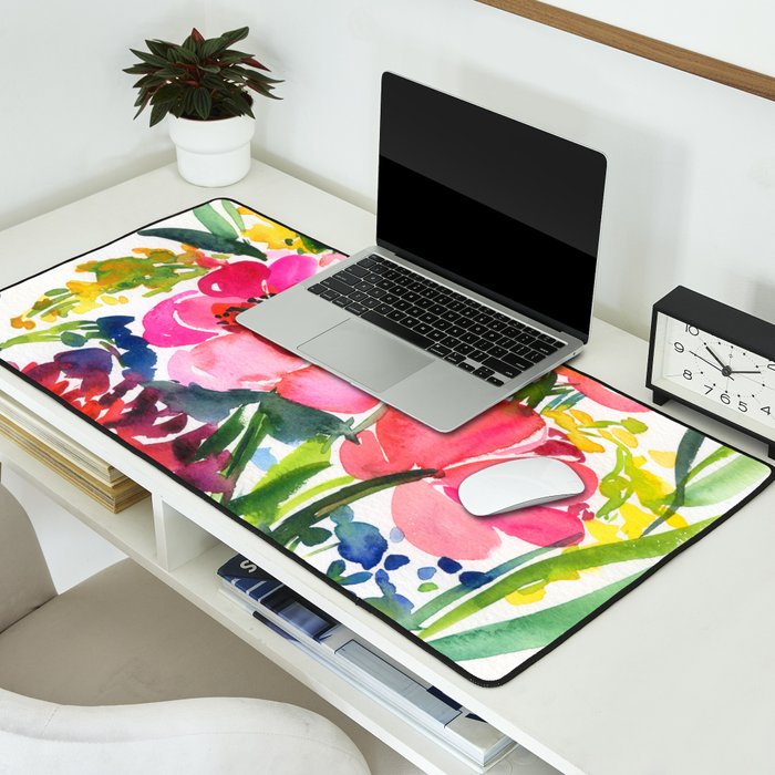 my floral garden in watercolor Desk Mat Gallery Image 2