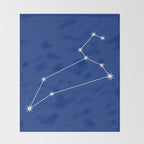 Leo Zodiac Star Constellation Line Art Dark Blue Throw Blanket Gallery Image 2