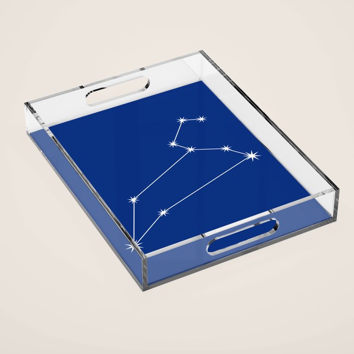 Leo Zodiac Star Constellation Line Art Dark Blue Acrylic Tray Gallery Image 1