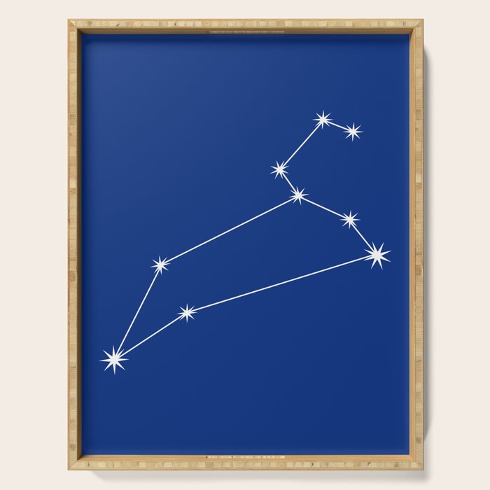 Leo Zodiac Star Constellation Line Art Dark Blue Serving Tray Gallery Image 1