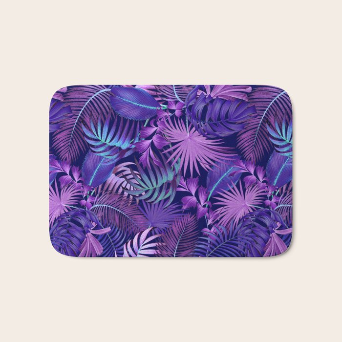 Tropical Leaf Pattern Bath Mat Gallery Image 1