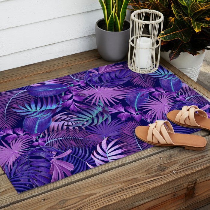 Tropical Leaf Pattern Outdoor Rug Gallery Image 2
