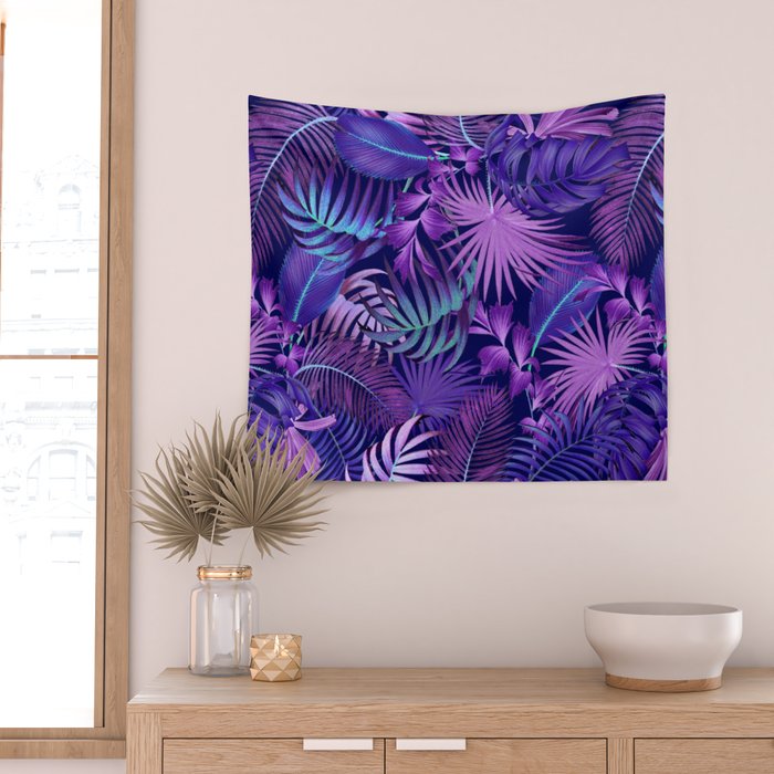 Tropical Leaf Pattern Wall Tapestry Gallery Image 2