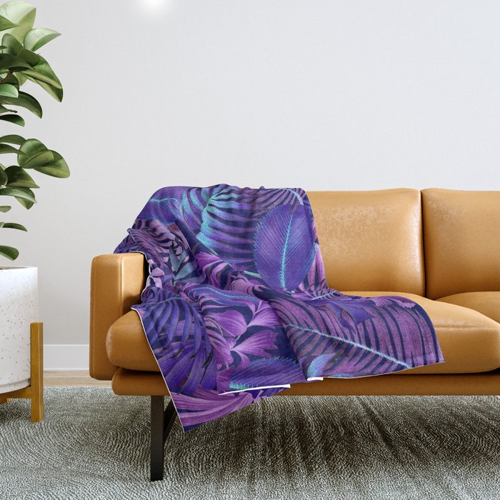 Tropical Leaf Pattern Throw Blanket Gallery Image 1