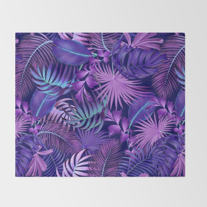 Tropical Leaf Pattern Throw Blanket Gallery Image 2