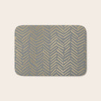 Herringbone, Boho, Mudcloth Pattern, Grey and Gold Bath Mat Gallery Image 1