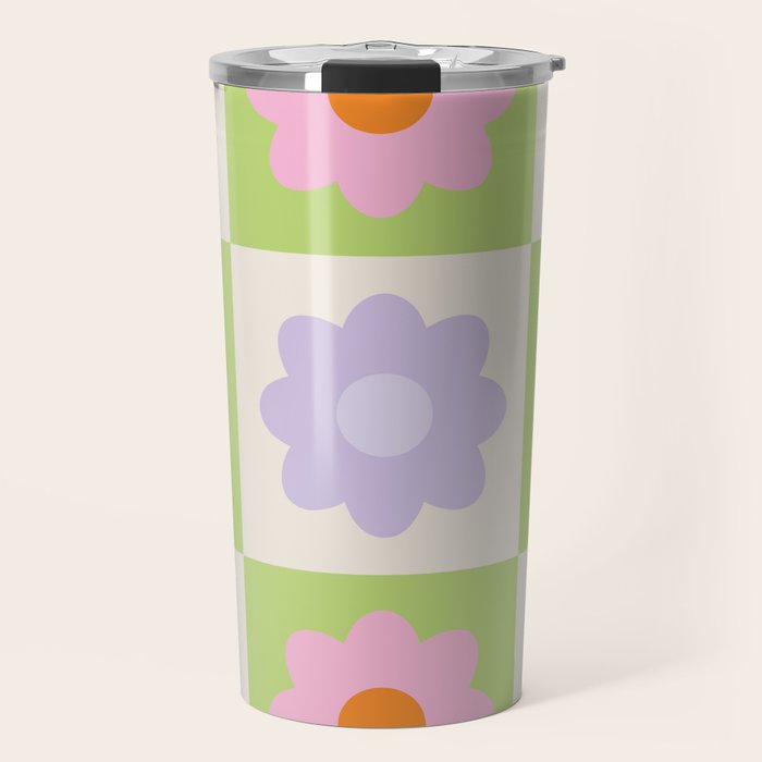 Retro Flower Pattern S Travel Mug Gallery Image 1