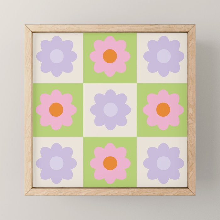 Retro Flower Pattern S Mini Art Print Gallery Image 1