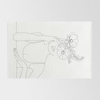 Minimal Line Art Woman with Flowers II Rug Gallery Image 2