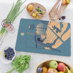 Dancing with the cat | Blue Moody sunset light and shadows Aesthetic room | Naked dance Femme Fatale Cutting Board Gallery Image 2
