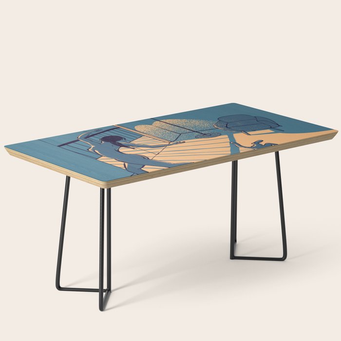 Dancing with the cat | Blue Moody sunset light and shadows Aesthetic room | Naked dance Femme Fatale Coffee Table Gallery Image 1