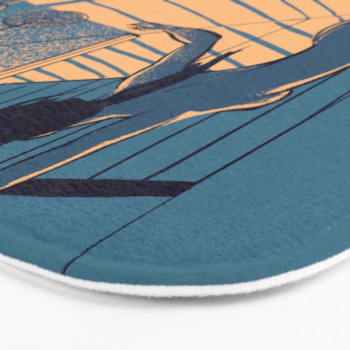 Dancing with the cat | Blue Moody sunset light and shadows Aesthetic room | Naked dance Femme Fatale Bath Mat Gallery Image 3