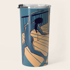 Dancing with the cat | Blue Moody sunset light and shadows Aesthetic room | Naked dance Femme Fatale Travel Mug Gallery Image 3