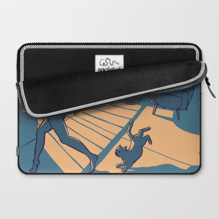 Dancing with the cat | Blue Moody sunset light and shadows Aesthetic room | Naked dance Femme Fatale Laptop Sleeve Gallery Image 2