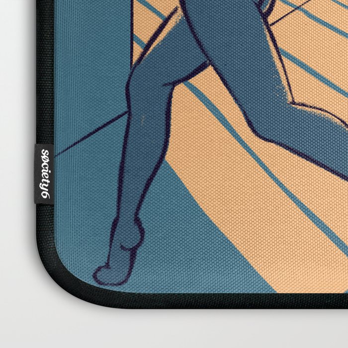Dancing with the cat | Blue Moody sunset light and shadows Aesthetic room | Naked dance Femme Fatale Laptop Sleeve Gallery Image 3
