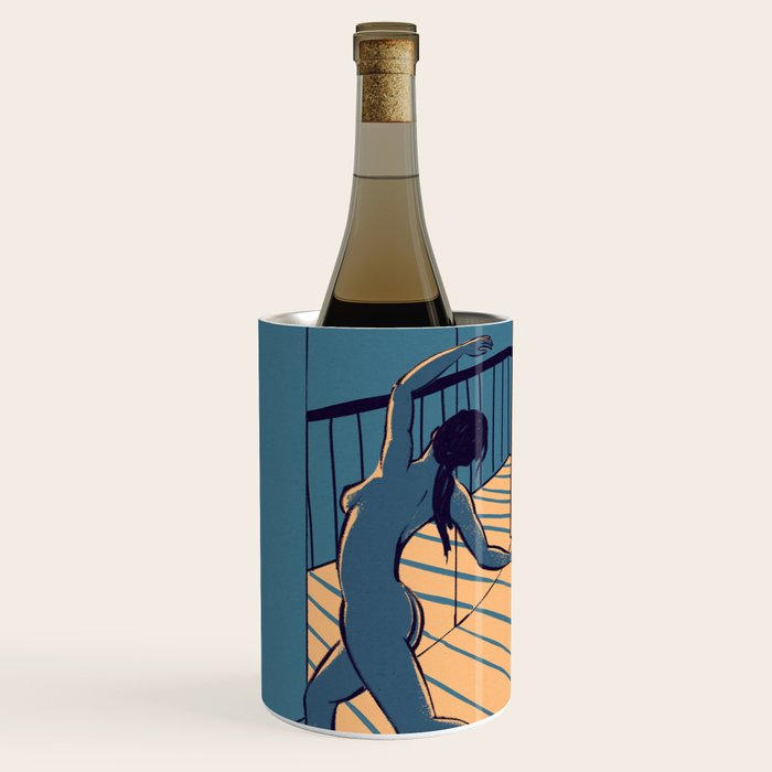 Dancing with the cat | Blue Moody sunset light and shadows Aesthetic room | Naked dance Femme Fatale Wine Chiller Gallery Image 2
