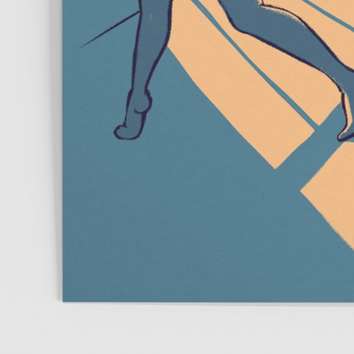 Dancing with the cat | Blue Moody sunset light and shadows Aesthetic room | Naked dance Femme Fatale Poster Gallery Image 3