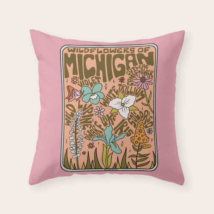 Michigan Wildflowers Throw Pillow Gallery Image 6