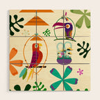 Vintage Modern Tiki Birds Wood Wall Art Gallery Image 1