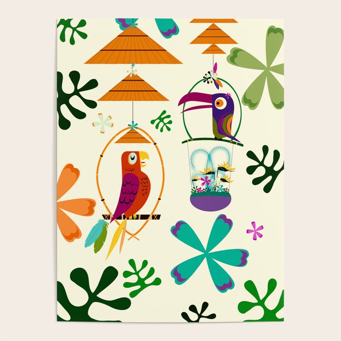 Vintage Modern Tiki Birds Poster Gallery Image 4