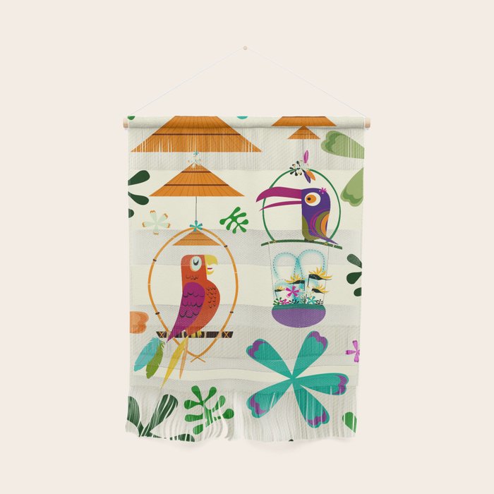 Vintage Modern Tiki Birds Wall Hanging Gallery Image 1