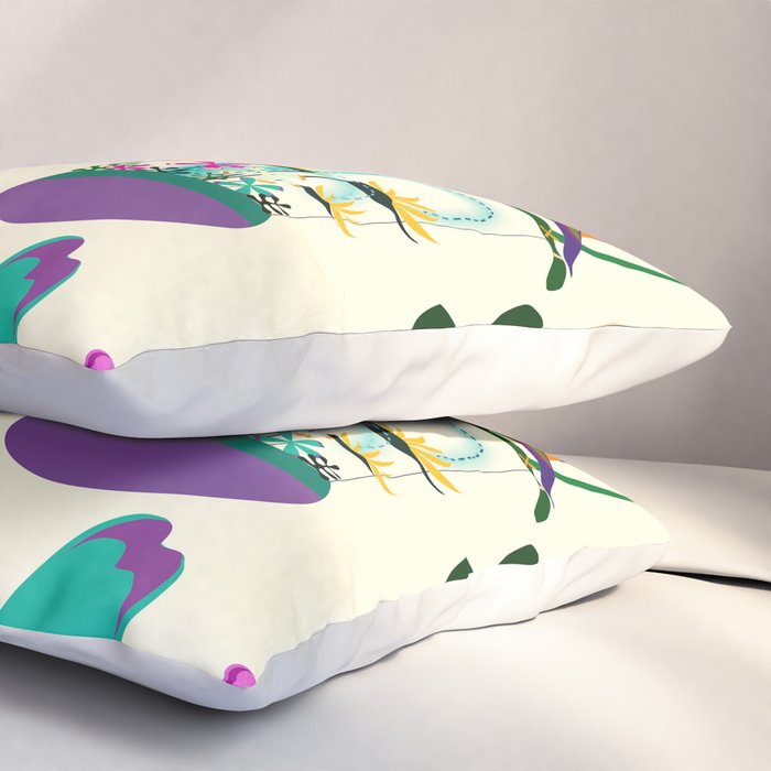 Vintage Modern Tiki Birds Pillow Sham Gallery Image 3