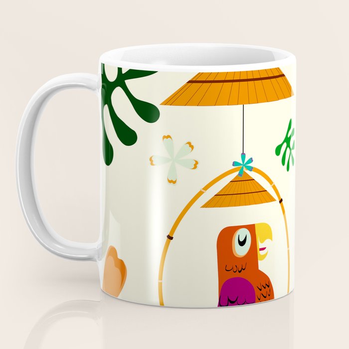 Vintage Modern Tiki Birds Coffee Mug Gallery Image 3