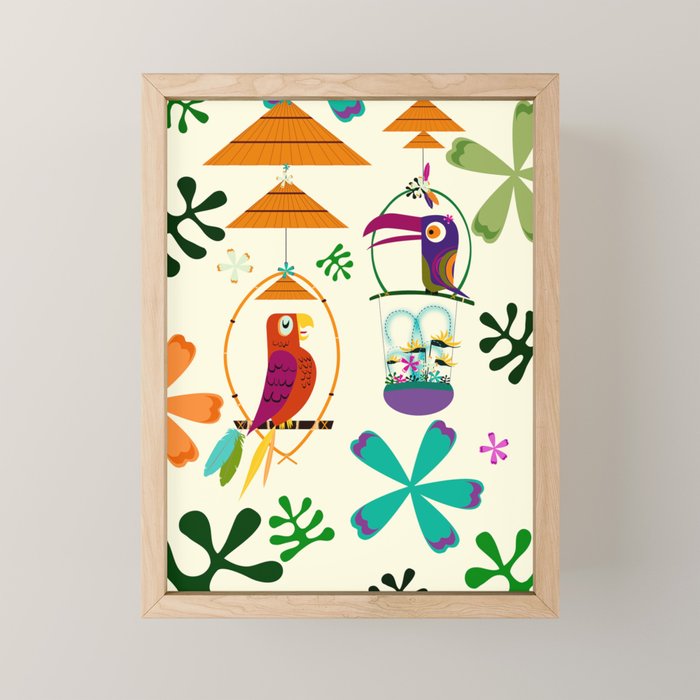Vintage Modern Tiki Birds Mini Art Print Gallery Image 1