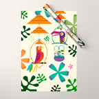Vintage Modern Tiki Birds Wrapping Paper Gallery Image 1