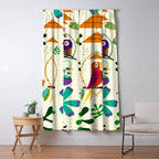 Vintage Modern Tiki Birds Window Curtain Gallery Image 5