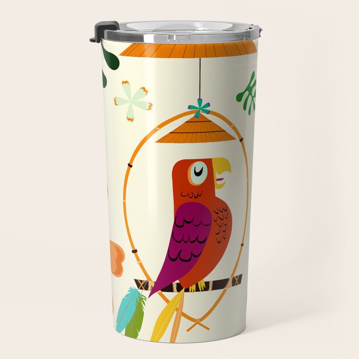 Vintage Modern Tiki Birds Travel Mug Gallery Image 3