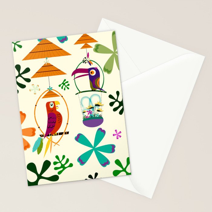 Vintage Modern Tiki Birds Stationery Card Gallery Image 2