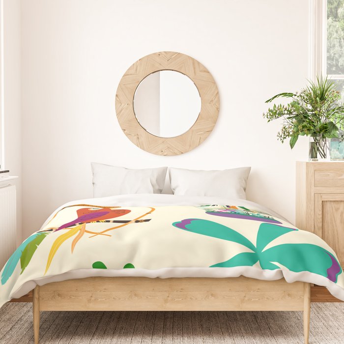 Vintage Modern Tiki Birds Duvet Cover Gallery Image 3
