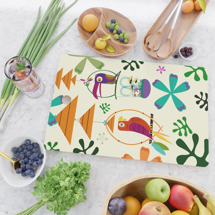 Vintage Modern Tiki Birds Cutting Board Gallery Image 2