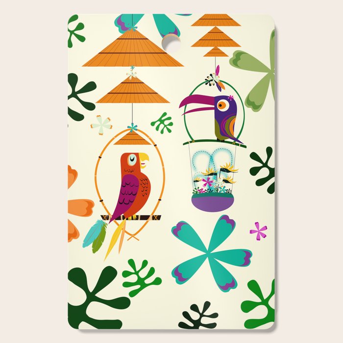 Vintage Modern Tiki Birds Cutting Board Gallery Image 1